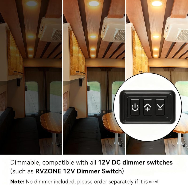 RVZONE 12 Volt LED Puck Light RV Boat Recessed Ceiling Light Super Slim LED Panel Light with Hole Puncher DC 12V 3W Full Aluminum Downlights 6 Pack,2700-3200k - Image 4
